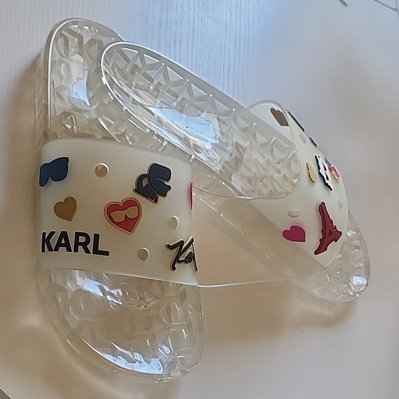 Karl Lagerfeld Clear Slide Sandals w/Multicolor Accents, Super Comfy Fashion - Picture 5 of 9